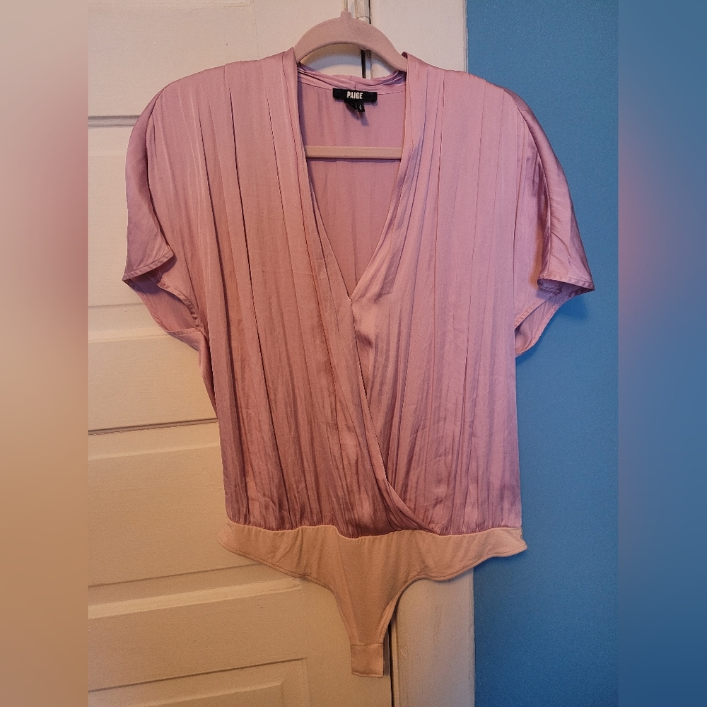 Paige pink wrap bodysuit